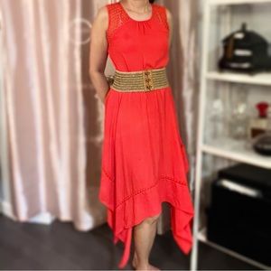 BCBG Tangerine Office Day to Night Lined Summer Dress